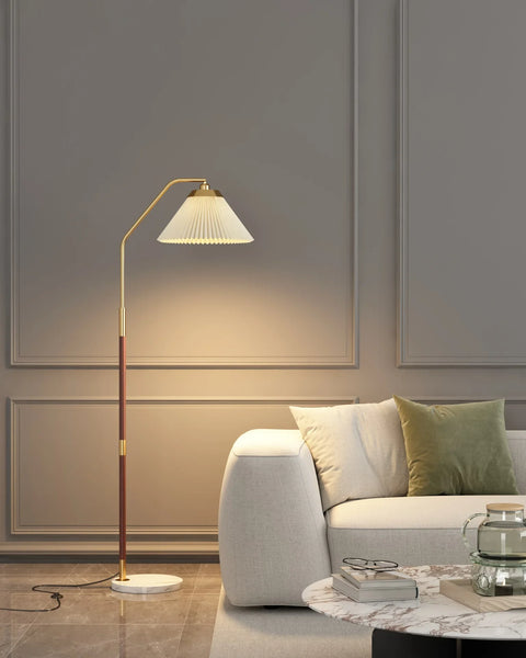 Sculptural LED Floor Lamp with Stacked Ribbed Diffuser