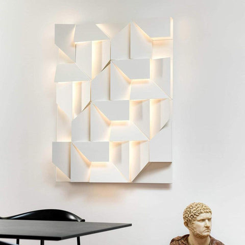 Wall Light with Geometric Aluminum Relief and Integrated LED