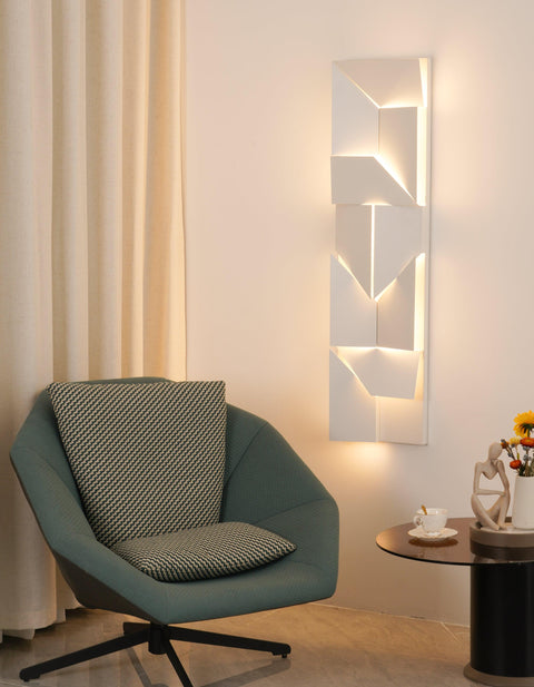 Wall Light with Geometric Aluminum Relief and Integrated LED