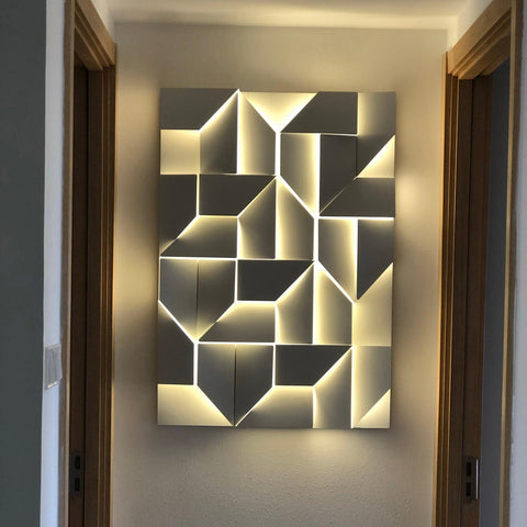 Wall Light with Geometric Aluminum Relief and Integrated LED
