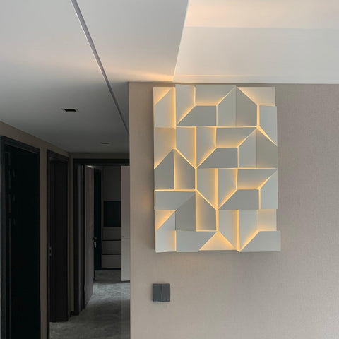 Wall Light with Geometric Aluminum Relief and Integrated LED
