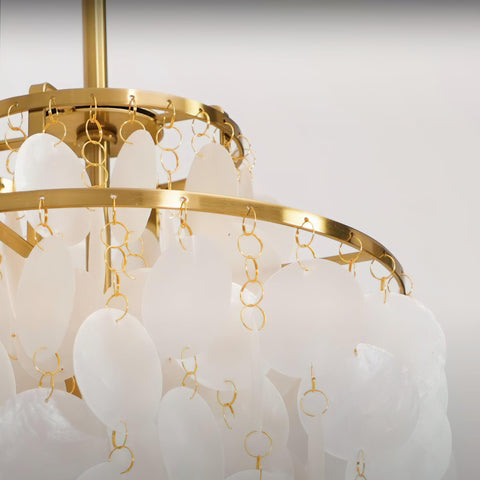 Pendant Light with Layered Natural Shell and Vintage Style