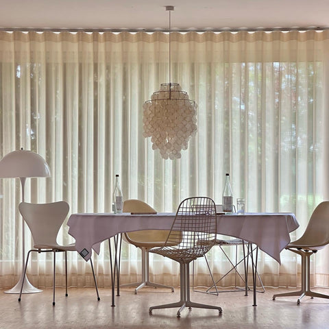 Pendant Light with Layered Natural Shell and Vintage Style