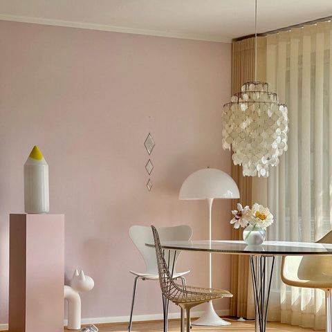 Pendant Light with Layered Natural Shell and Vintage Style