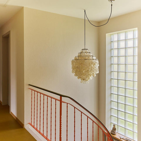 Pendant Light with Layered Natural Shell and Vintage Style