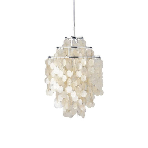 Pendant Light with Layered Natural Shell and Vintage Style