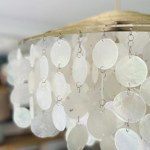 Pendant Light with Layered Natural Shell and Vintage Style