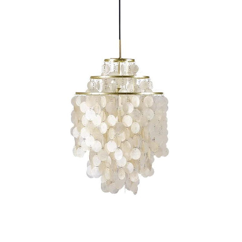 Pendant Light with Layered Natural Shell and Vintage Style
