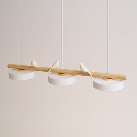 Wooden Bird LED Linear Pendant Light for Dining and Kitchen Lighting