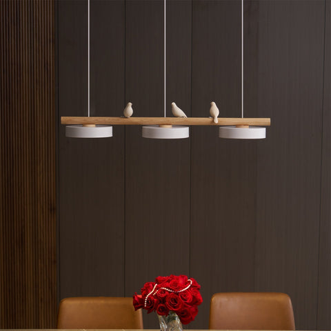 Wooden Bird LED Linear Pendant Light for Dining and Kitchen Lighting
