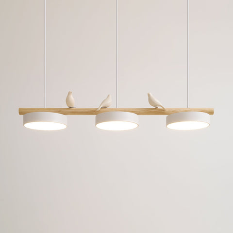 Wooden Bird LED Linear Pendant Light for Dining and Kitchen Lighting