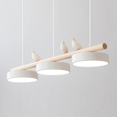 Wooden Bird LED Linear Pendant Light for Dining and Kitchen Lighting