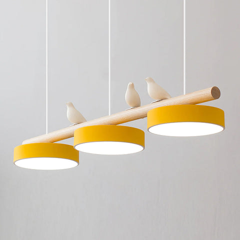 Wooden Bird LED Linear Pendant Light for Dining and Kitchen Lighting