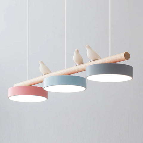 Wooden Bird LED Linear Pendant Light for Dining and Kitchen Lighting