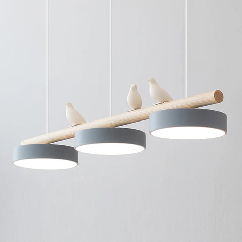 Wooden Bird LED Linear Pendant Light for Dining and Kitchen Lighting