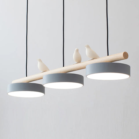 Wooden Bird LED Linear Pendant Light for Dining and Kitchen Lighting
