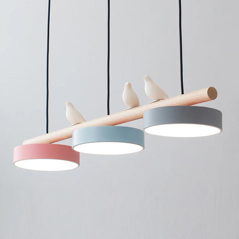 Wooden Bird LED Linear Pendant Light for Dining and Kitchen Lighting