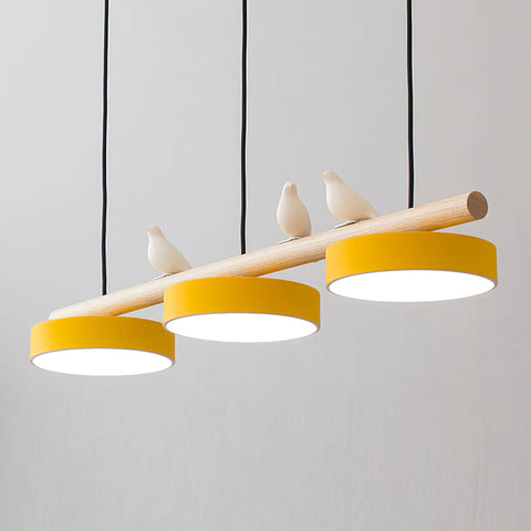Wooden Bird LED Linear Pendant Light for Dining and Kitchen Lighting