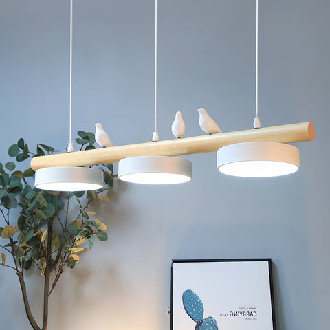 Wooden Bird LED Linear Pendant Light for Dining and Kitchen Lighting