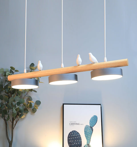 Wooden Bird LED Linear Pendant Light for Dining and Kitchen Lighting