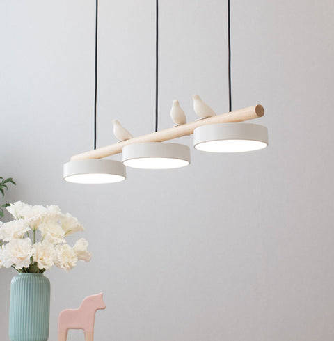 Wooden Bird LED Linear Pendant Light for Dining and Kitchen Lighting