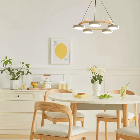 Wooden Bird LED Chandelier for Dining Room and Kitchen Lighting
