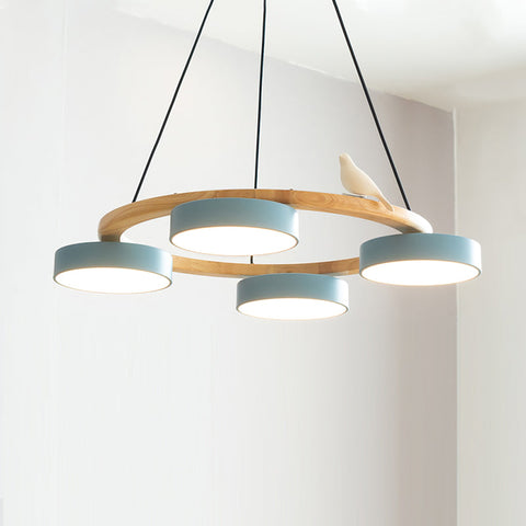 Wooden Bird LED Chandelier for Dining Room and Kitchen Lighting