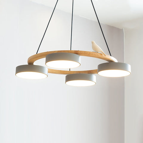 Wooden Bird LED Chandelier for Dining Room and Kitchen Lighting