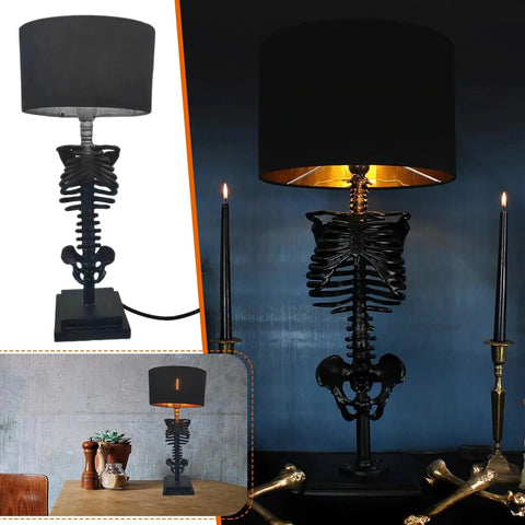 Gothic Skeleton Table Lamp with Sculptural Base — product view