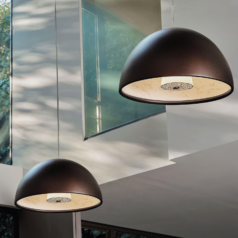 Embossed Plaster Dome Pendant Light for Dining Room and Bedroom