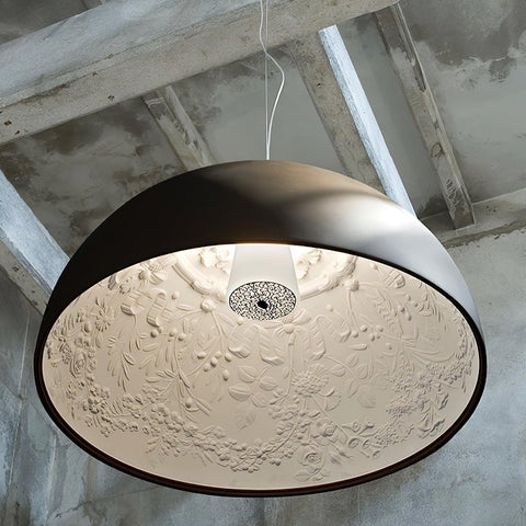 Embossed Plaster Dome Pendant Light for Dining Room and Bedroom