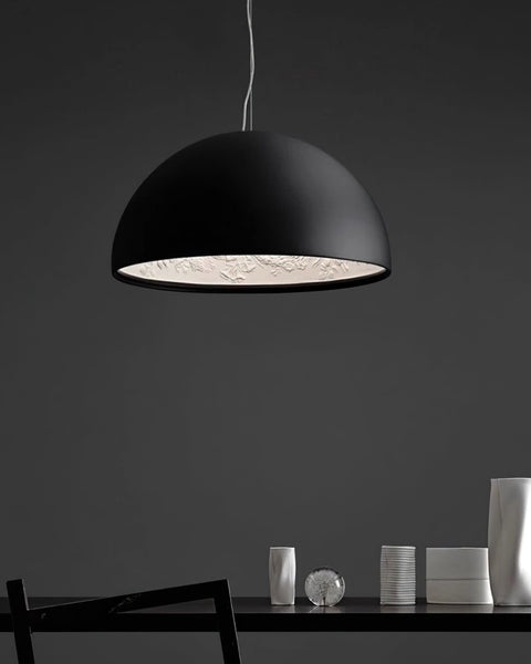 Embossed Plaster Dome Pendant Light for Dining Room and Bedroom