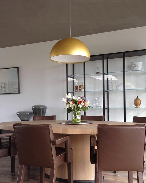 Embossed Plaster Dome Pendant Light for Dining Room and Bedroom