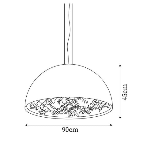 Embossed Plaster Dome Pendant Light for Dining Room and Bedroom