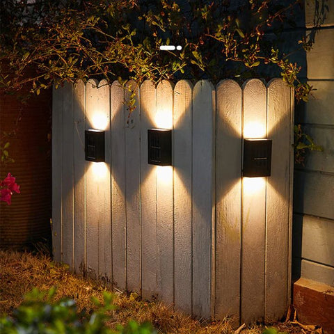 Solar Powered Outdoor Wall Light with Automatic Dusk Sensor and Double Beam Lighting
