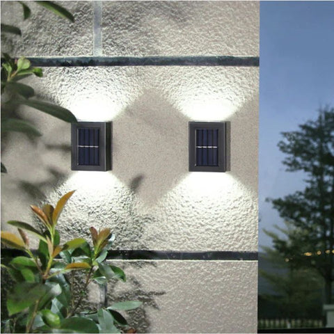 Solar Powered Outdoor Wall Light with Automatic Dusk Sensor and Double Beam Lighting