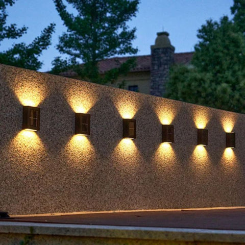 Solar Powered Outdoor Wall Light with Automatic Dusk Sensor and Double Beam Lighting