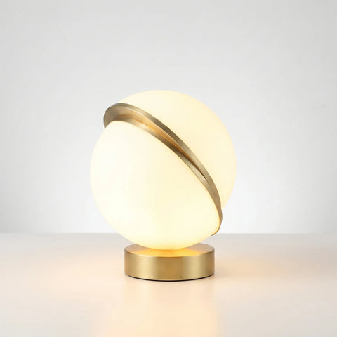 Globe Table Lamp with Acrylic Shade and Decorative Metal Band
