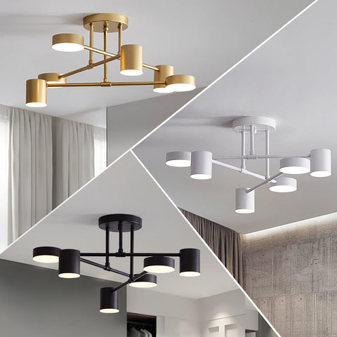 Six-Light Ceiling Fixture for Balanced Living and Dining Room Lighting