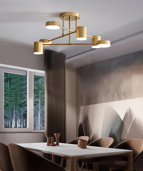 Six-Light Ceiling Fixture for Balanced Living and Dining Room Lighting