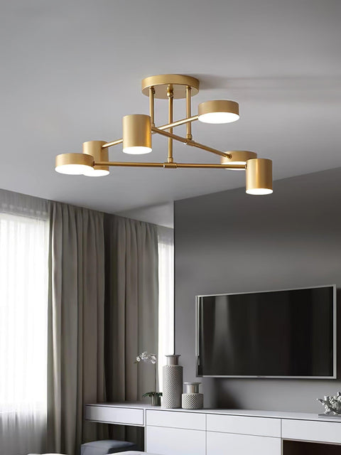 Six-Light Ceiling Fixture for Balanced Living and Dining Room Lighting