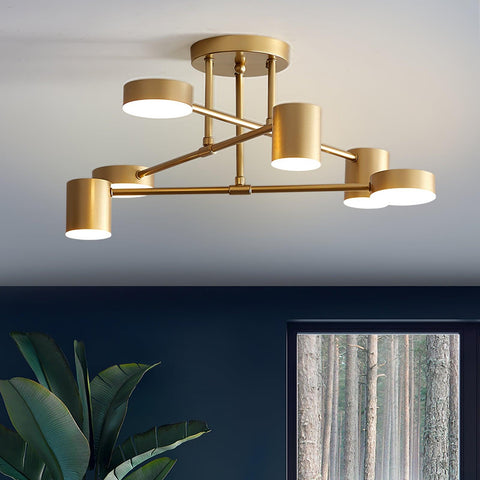 Six-Light Ceiling Fixture for Balanced Living and Dining Room Lighting