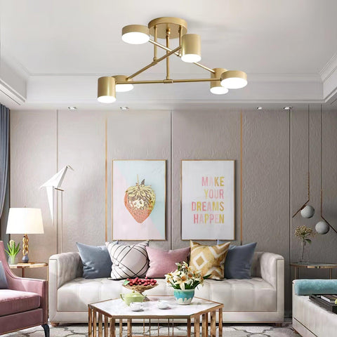Six-Light Ceiling Fixture for Balanced Living and Dining Room Lighting