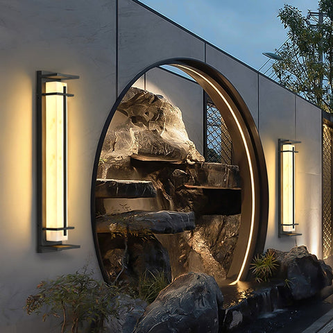 Alabaster-Effect LED Outdoor Wall Light for Garden Path Lighting