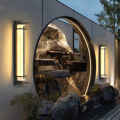 Alabaster-Effect LED Outdoor Wall Light for Garden Path Lighting