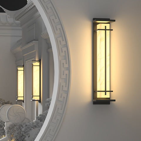 Alabaster-Effect LED Outdoor Wall Light for Garden Path Lighting