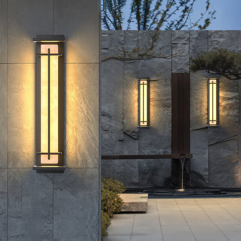 Alabaster-Effect LED Outdoor Wall Light for Garden Path Lighting