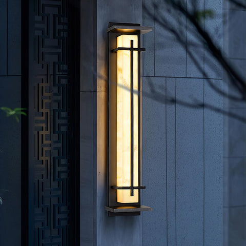 Alabaster-Effect LED Outdoor Wall Light for Garden Path Lighting