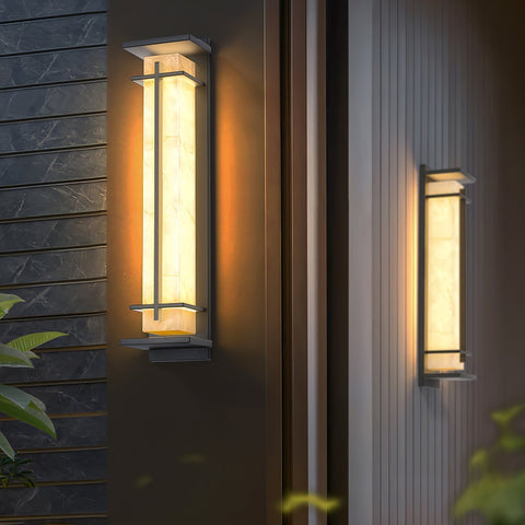 Alabaster-Effect LED Outdoor Wall Light for Garden Path Lighting