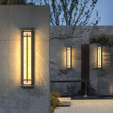 Alabaster-Effect LED Outdoor Wall Light for Garden Path Lighting